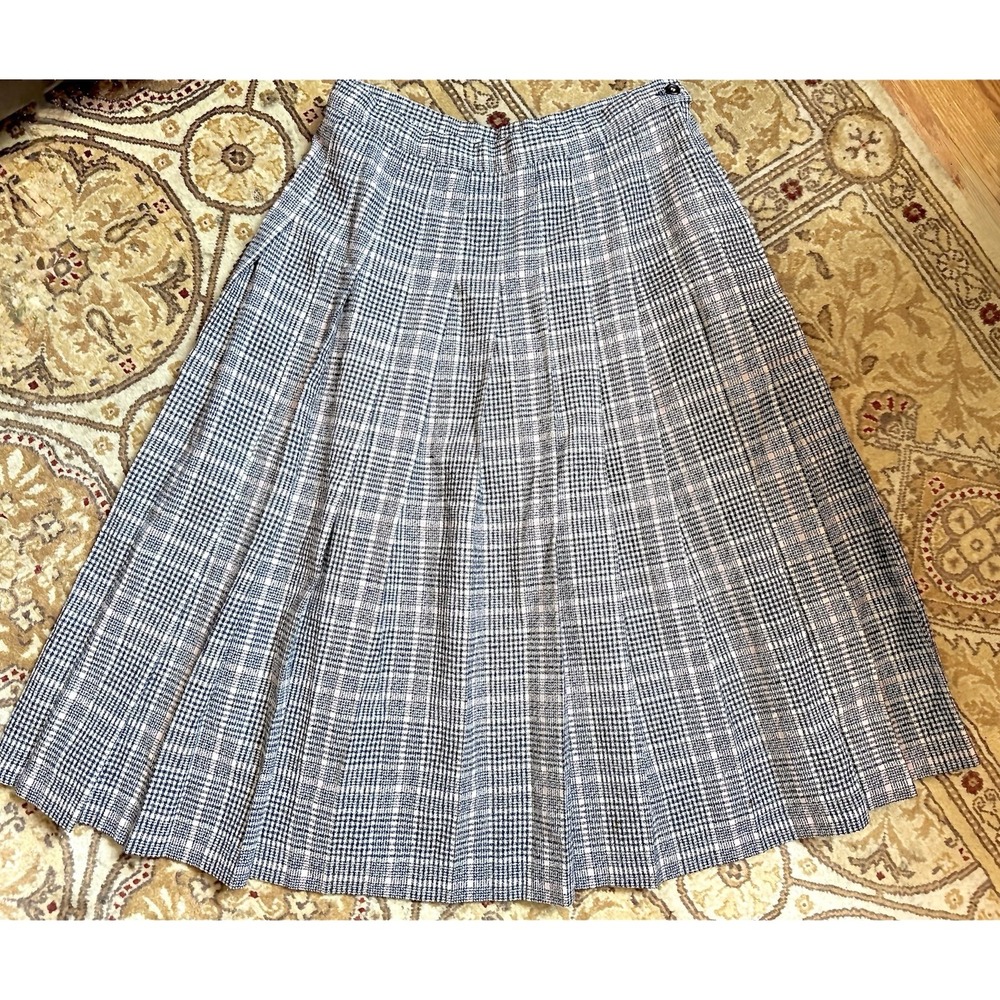 Vintage 70's 10P/12P Pendleton Petite Skirt Virgin Wool Pleated Navy/Pink Plaid